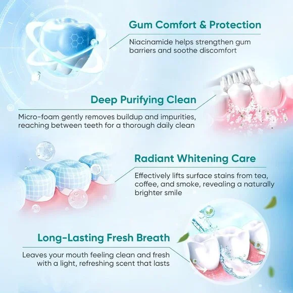 New 2 Pack Natural Whitening Toothpaste with Niacinamide, Gentle Formula - Picture 4 of 8